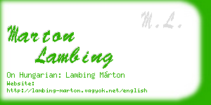 marton lambing business card